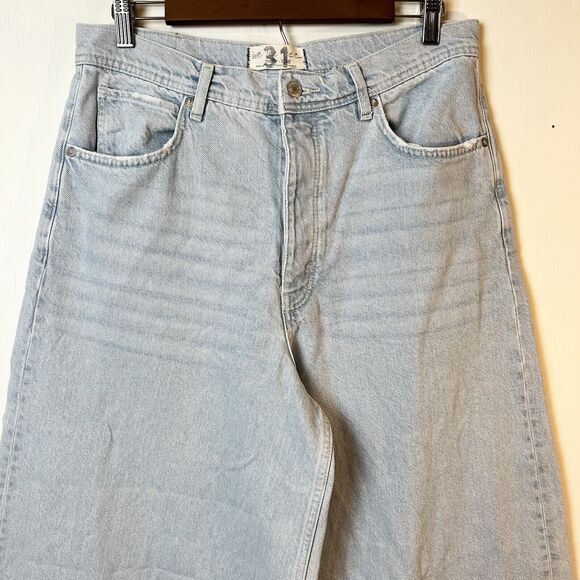 Free People We The Free Landry Wide Leg Cropped Jeans Sz 31 Light Wash - Picture 3 of 13